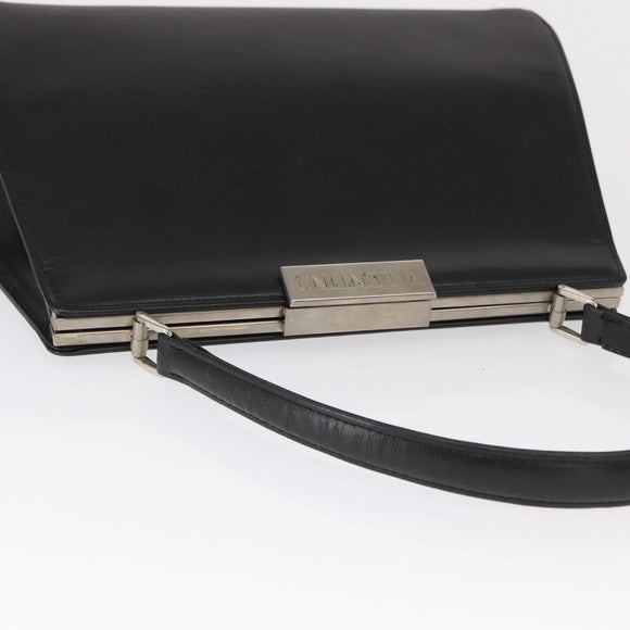 VALENTINO Hand Bag Leather Black Gold Auth bs32449