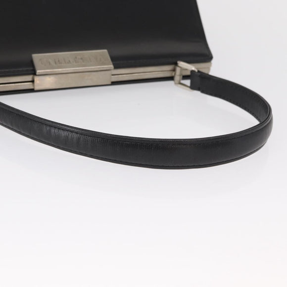 VALENTINO Hand Bag Leather Black Gold Auth bs32449