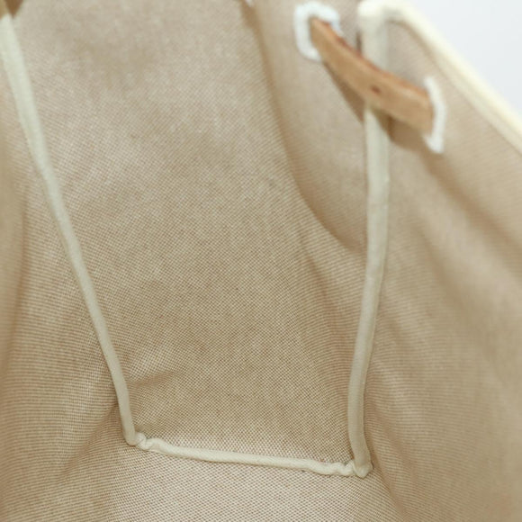 HERMES Herbag Hand Bag Coated Canvas Beige Silver Auth bs32455