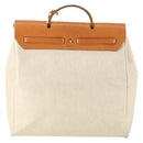 HERMES Herbag Hand Bag Coated Canvas Beige Silver Auth bs32455-3