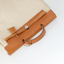 HERMES Herbag Hand Bag Coated Canvas Beige Silver Auth bs32455-7