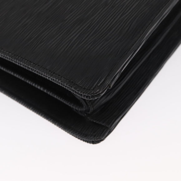 SAINT LAURENT Business Bag Leather Black Silver Auth bs32456