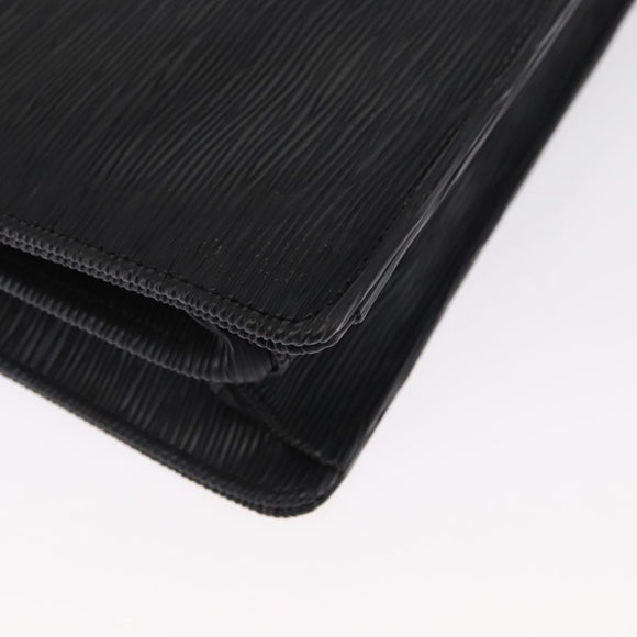 SAINT LAURENT Business Bag Leather Black Silver Auth bs32456
