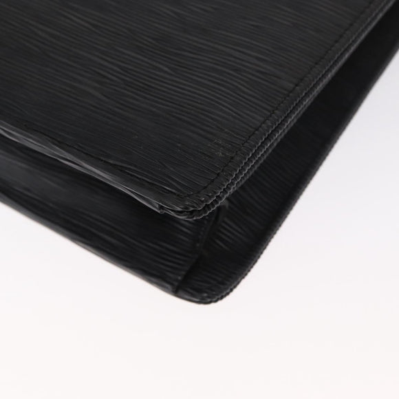 SAINT LAURENT Business Bag Leather Black Silver Auth bs32456