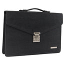 SAINT LAURENT Business Bag Leather Black Silver Auth bs32456-1