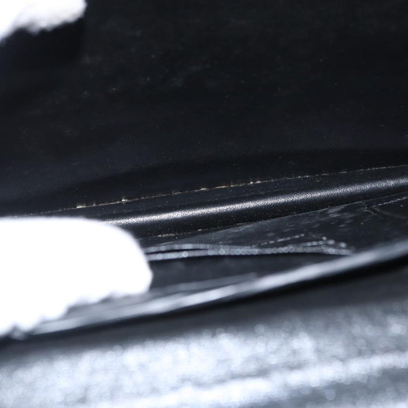 SAINT LAURENT Business Bag Leather Black Silver Auth bs32456