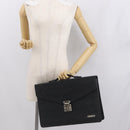 SAINT LAURENT Business Bag Leather Black Silver Auth bs32456-25