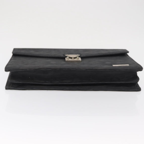 SAINT LAURENT Business Bag Leather Black Silver Auth bs32456
