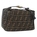 FENDI Zucca Canvas Hand Bag Black Brown Auth bs32457-1