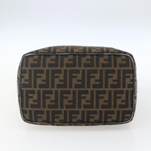 FENDI Zucca Canvas Hand Bag Black Brown Auth bs32457