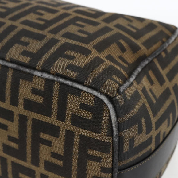 FENDI Zucca Canvas Hand Bag Black Brown Auth bs32457