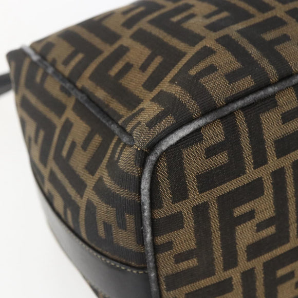 FENDI Zucca Canvas Hand Bag Black Brown Auth bs32457