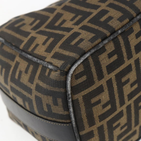 FENDI Zucca Canvas Hand Bag Black Brown Auth bs32457