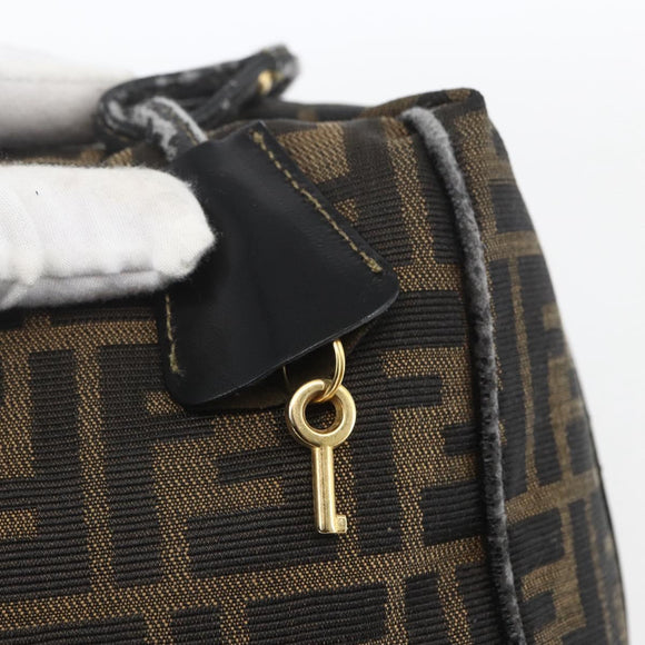 FENDI Zucca Canvas Hand Bag Black Brown Auth bs32457