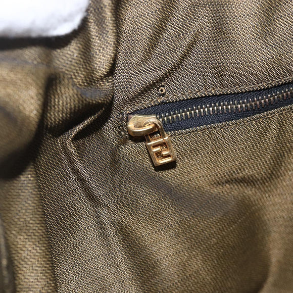 FENDI Zucca Canvas Hand Bag Black Brown Auth bs32457