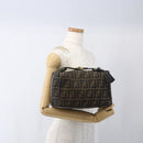 FENDI Zucca Canvas Hand Bag Black Brown Auth bs32457-24