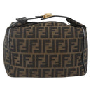 FENDI Zucca Canvas Hand Bag Black Brown Auth bs32457-3