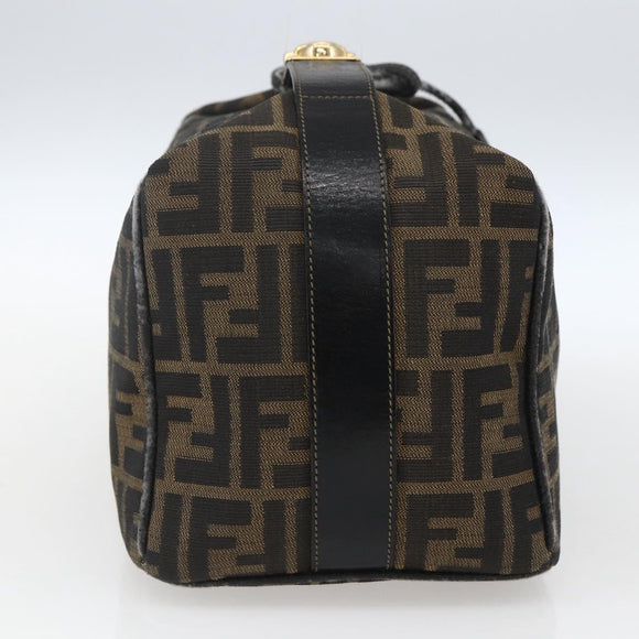 FENDI Zucca Canvas Hand Bag Black Brown Auth bs32457