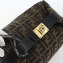 FENDI Zucca Canvas Hand Bag Black Brown Auth bs32457-6