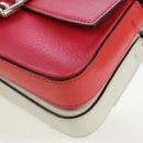 FENDI Chain Double Micro Baguette Shoulder Bag Leather Pink Silver Auth bs32459V-15