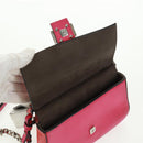 FENDI Chain Double Micro Baguette Shoulder Bag Leather Pink Silver Auth bs32459V-22