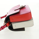 FENDI Chain Double Micro Baguette Shoulder Bag Leather Pink Silver Auth bs32459V-3