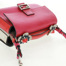 FENDI Chain Double Micro Baguette Shoulder Bag Leather Pink Silver Auth bs32459V-6