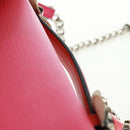 FENDI Chain Double Micro Baguette Shoulder Bag Leather Pink Silver Auth bs32459V-7