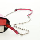 FENDI Chain Double Micro Baguette Shoulder Bag Leather Pink Silver Auth bs32459V-9