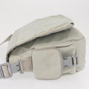 CHANEL Shoulder Bag Nylon Gray Silver CC Auth bs32460-4