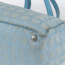CHANEL New Travel Line Tote Bag Nylon Blue Silver CC Auth bs32461-14