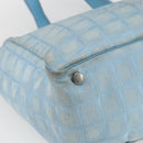 CHANEL New Travel Line Tote Bag Nylon Blue Silver CC Auth bs32461-15