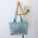 CHANEL New Travel Line Tote Bag Nylon Blue Silver CC Auth bs32461-24
