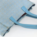 CHANEL New Travel Line Tote Bag Nylon Blue Silver CC Auth bs32461-6
