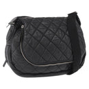 CHANEL Matelasse Shoulder Bag Nylon Black Silver CC Auth bs32463-1
