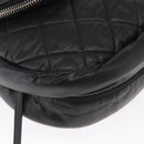 CHANEL Matelasse Schoudertas Nylon Zwart Zilver CC Auth bs32463-8
