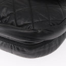CHANEL Matelasse Schoudertas Nylon Zwart Zilver CC Auth bs32463-15