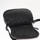 CHANEL Matelasse Schoudertas Nylon Zwart Zilver CC Auth bs32463-9