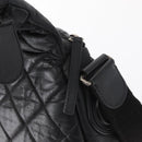 CHANEL Matelasse Schoudertas Nylon Zwart Zilver CC Auth bs32463-10