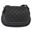 CHANEL Matelasse Schoudertas Nylon Zwart Zilver CC Auth bs32463-13