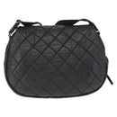 CHANEL Matelasse Schoudertas Nylon Zwart Zilver CC Auth bs32463-2