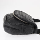 CHANEL Matelasse Schoudertas Nylon Zwart Zilver CC Auth bs32463-3