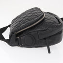CHANEL Matelasse Schoudertas Nylon Zwart Zilver CC Auth bs32463-4
