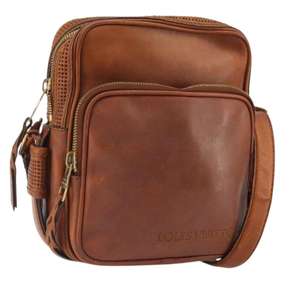 LOUIS VUITTON Quirvequia Trotteur MM Bag Leather Brown M95321 LV Auth bs32483