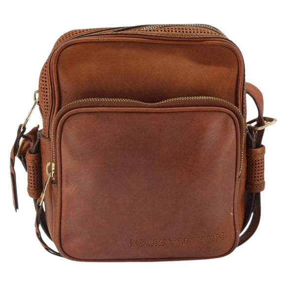LOUIS VUITTON Quirvequia Trotteur MM Bag Leather Brown M95321 LV Auth bs32483