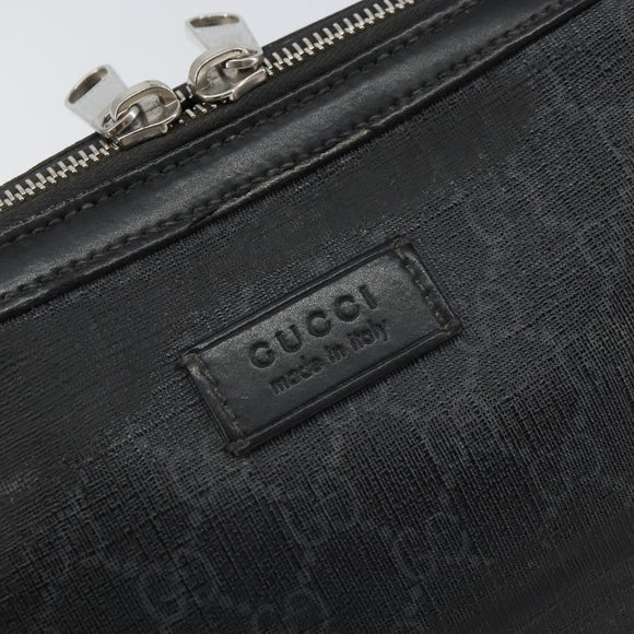 GUCCI GG Supreme Clutch Bag PVC Black Silver 495562 Auth bs32492