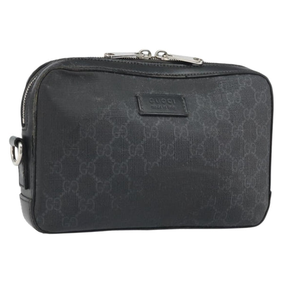 GUCCI GG Supreme Clutch Bag PVC Black Silver 495562 Auth bs32492