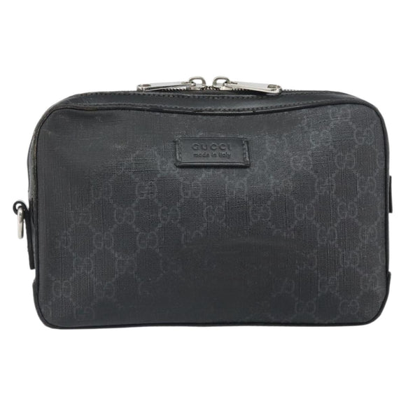 GUCCI GG Supreme Clutch Bag PVC Black Silver 495562 Auth bs32492