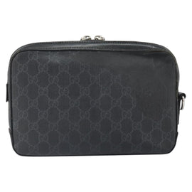 GUCCI GG Supreme Clutch Bag PVC Black Silver 495562 Auth bs32492 - 0