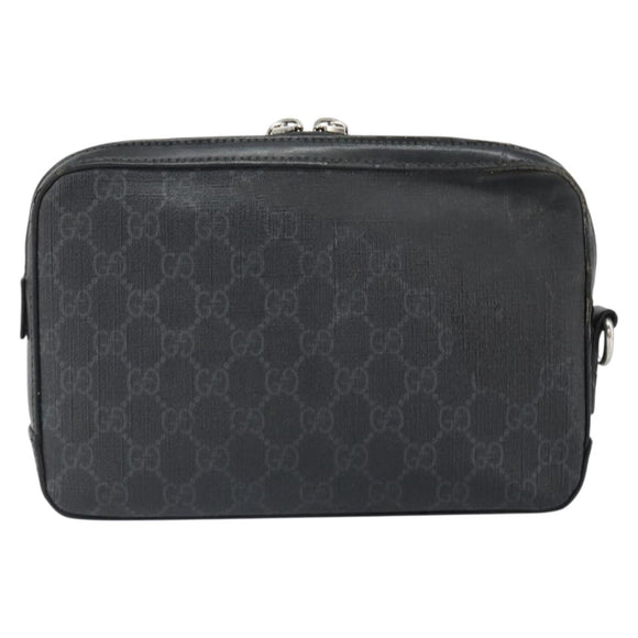 GUCCI GG Supreme Clutch Bag PVC Black Silver 495562 Auth bs32492
